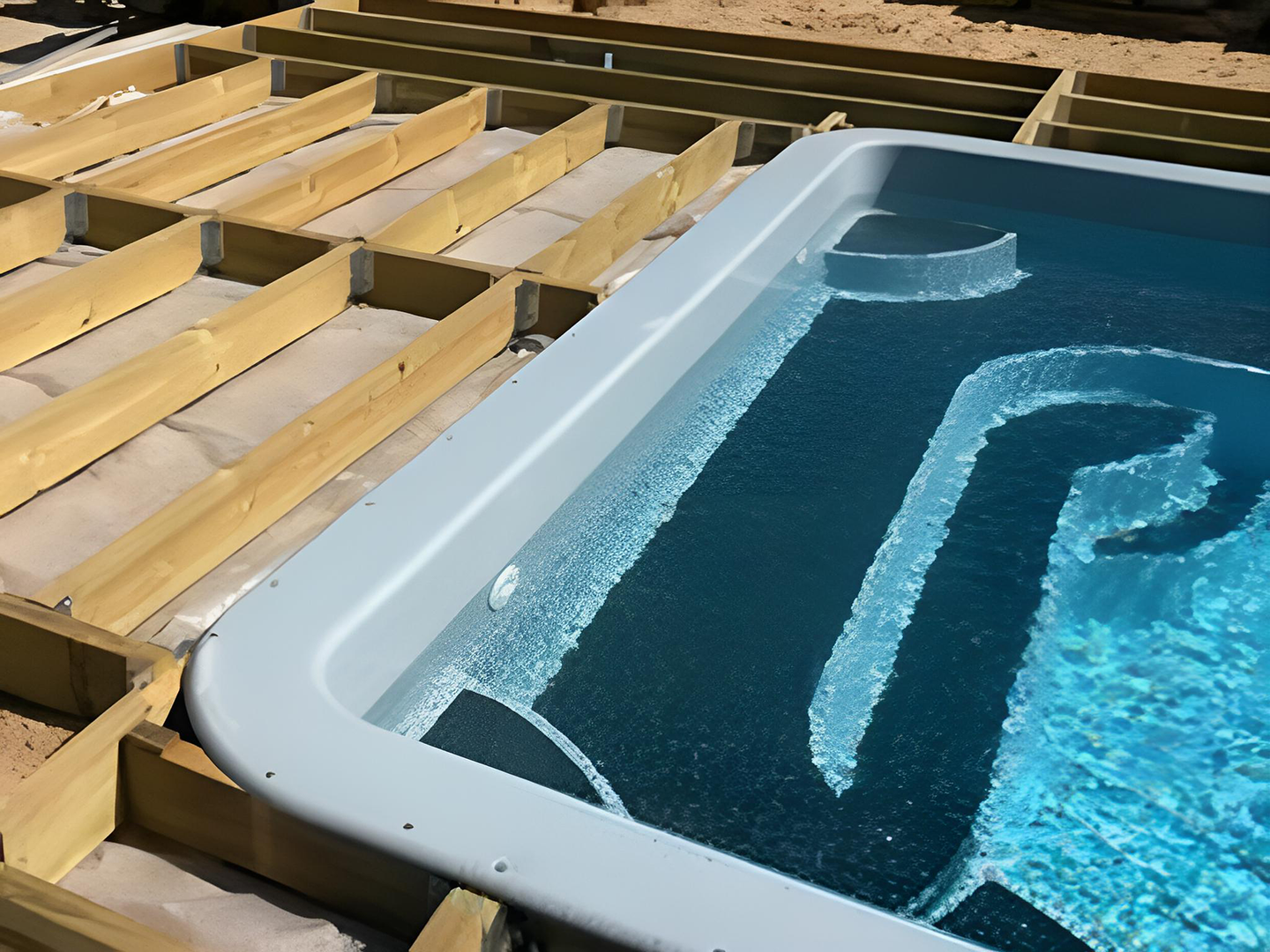 lambourde bois contour de piscine